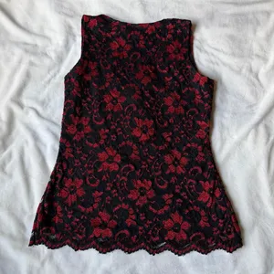 vintage y2k whimsygoth witchy fairycore black & red lace tank top size small thumbnail 4