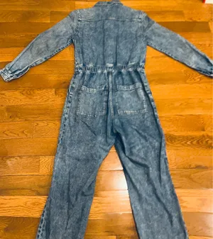 H&M Retro 80s Vibe Acid Wash Long Sleeve EDGE Denim Boiler Jumpsuit/Coveralls 4 thumbnail 13