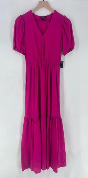Simply Vera Vera Wang Semi Satin‎ Pink V-Neck Puff Sleeve Maxi Dress Size XS NWT thumbnail 1