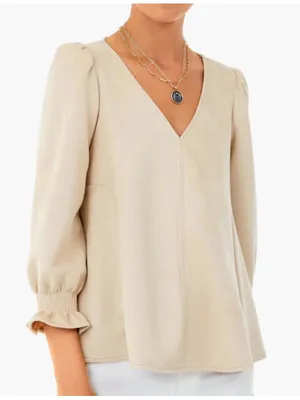 Tuckernuck Suede Easton Blouse Bone thumbnail 1