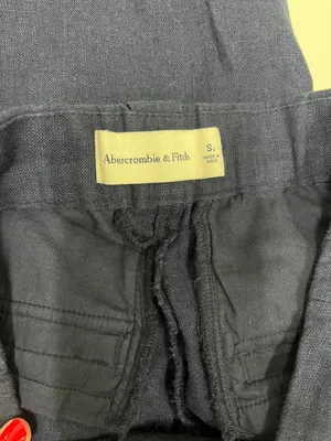 Abercrombie & Fitch Linen Blend Navy Wide-Leg Cargo Pants size Small thumbnail 5