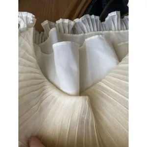 Topshop Boho Feminine Fairy Romantic Cream Pastel Pleated Sheer Neckline Blouse Size 8 thumbnail 12