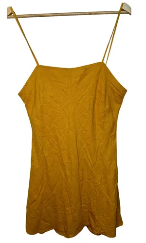 Abercrombie & Fitch Yellow Linen Spaghetti Strap Sleeveless Slip Mini Dress Sz M thumbnail 1