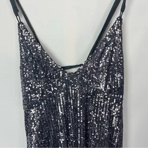 Free People Gunmetal Gray Gold Rush Mini Sequin Dress M‎ thumbnail 5