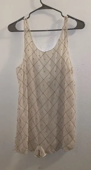 Free People Sequin Boho New Years Sexy Romper Size XS/S Ivory thumbnail 1