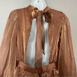 NWT‎ Lulus Dress Ideal Behavior Bronze Metallic Backless Tiered Mini Dress Small thumbnail 10
