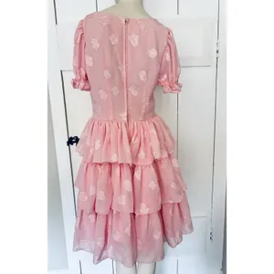 Vintage Womens Dance Dress Prairie Western Cottagecore Bubblegum Pink Ruffles thumbnail 2