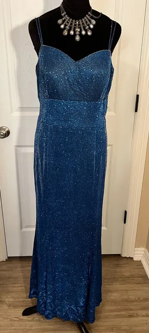 Vintage glitter blue formal evening dress thumbnail 1