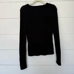 Banana Republic Women’s Medium Black 100% Cotton Vneck Sweater thumbnail 4