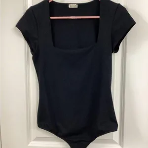 Free People Black Fitted Bodysuit Top thumbnail 1