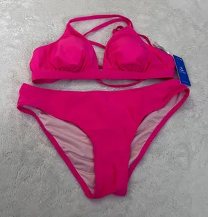 Cupshe Womens Neon Pink Triangle Bikini Set Crisscross Back Size Medium NWT‎ thumbnail 1