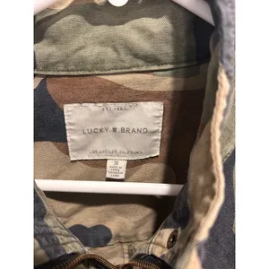 Lucky‎ Brand Womens Camo Utility Jacket Green Brown M Full Zip Military Canvas thumbnail 3