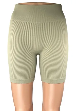 Adanola Women's Olive Green Rib Knit Mid Rise Activewear Yoga Gym Biker Shorts S thumbnail 1