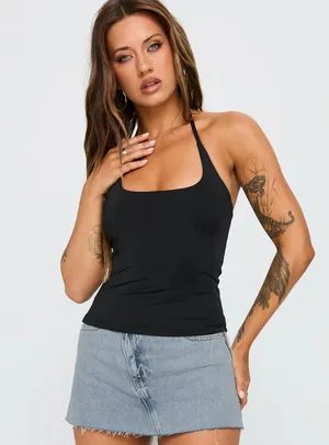 Princess Polly Ezekiel Nylon Top Black thumbnail 2