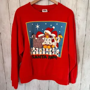 Vintage Christmas Crewneck Santa Paws thumbnail 1