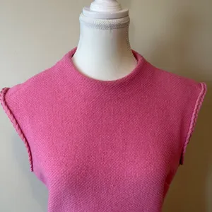 Maje Women Dress 38 Pink Braided Trim Mock Neck Sleeveless Tweed‎ Shift Pocket thumbnail 5