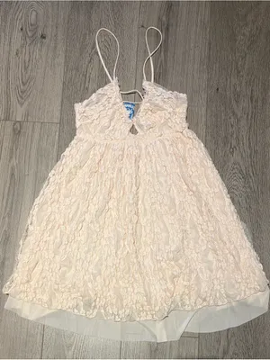 NWT free people fairy light pink Lace Spaghetti Strap Mini Dress thumbnail 1