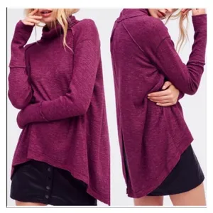 Free People Split Back Turtleneck in Plum Size XS thumbnail 3