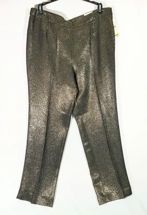 Anne Klein Gold Metallic Snake Skin Ankle Pants‎ Women 14 Straight Leg Trousers thumbnail 1