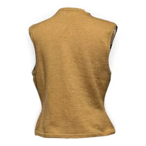 Koret Lambswool Angora Rabbit Sweater Vest Vintage Brown Tan Blue Flower Large thumbnail 4