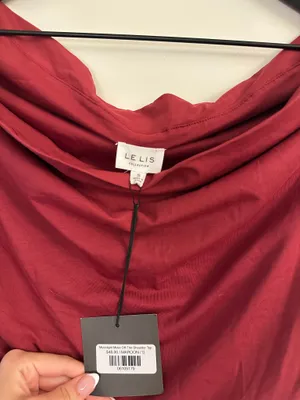 Le Lis Burgandy off the shoulder top thumbnail 3