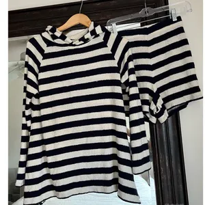 Warm Fun Stripe Hoodie Short Set Cozy Lounge Leisure thumbnail 1