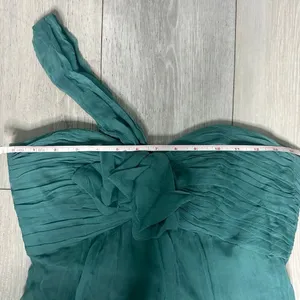Amsale cocktail dress silk‎ chiffon formal green sexy romantic 4 one shoulder thumbnail 6