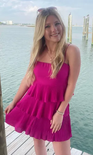 Southern Charm pink pleated layered boutique mini dress thumbnail 1