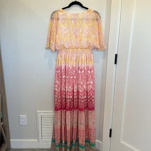 NEW House Of Harlow 1960 Ruffled Tiered Floral Metallic Maxi‎ Dress thumbnail 13