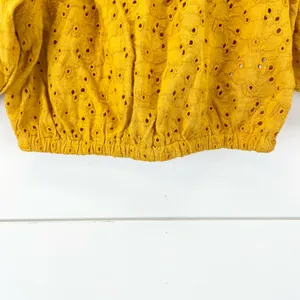 Billabong Womens S Summer Girl Crop Top Sunkissed Yellow‎ Embroidered Eyelet thumbnail 7