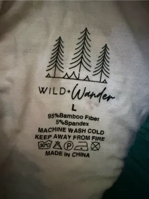 L - WILD WANDER - Cozy Tree-Print women bamboo Pajama Set - Green Trim thumbnail 4
