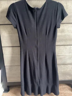 LOFT Size 0 Black Ruched Flounce Hem Sheath Dress thumbnail 6