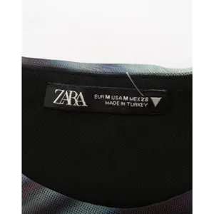 Zara Mesh Abstract Swirl Print‎ Ruched Midi Dress Blue Purple Brown Medium thumbnail 3