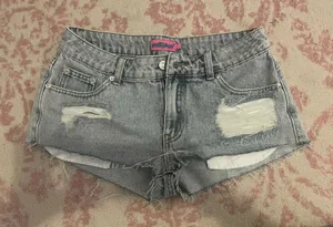 Edikted Devin Low-Rise Micro Denim Shorts thumbnail 1