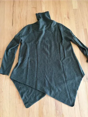 Magaschoni Turtleneck Cashmere Tunic Sweater - Hunter green Heather asymmetrical thumbnail 6