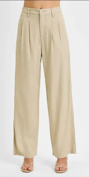 Risen Jeans Linen Blend Wide-Leg Pleated Trouser Pants Size Medium thumbnail 1