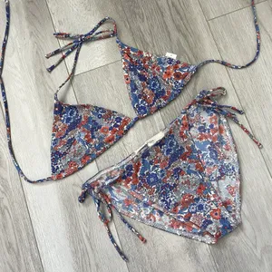 Sessun Floral Bikini triangle tie strap womens Blue (small) swim feminine beach thumbnail 1
