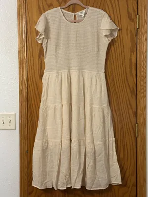 Perch by Blu Pepper Women's Cream Smocked Tiered Midi Dress - NWOT - Size 2x thumbnail 3