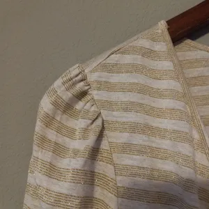 DayTrip L Shimmering Gold Striped Long Sleeved Tie Front Top thumbnail 8