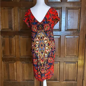 Anthropologie Maeve Women’s Red Medallion Mini Shift Dress‎ Size XS Abstract thumbnail 3
