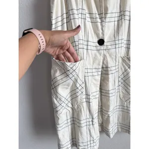 Maeve Anthropologie Long Linen Plaid Duster Vest Ivory Windowpane Academia‎ Sz 4 thumbnail 9