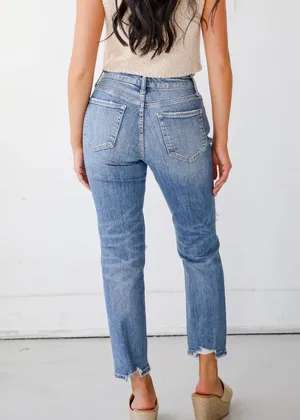 Medium wash distressed jeans thumbnail 2