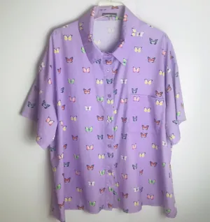 Butterfly Print Button Down Top thumbnail 2