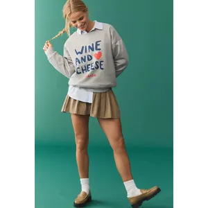 Maeve Anthropologie Jordan Nickson Wine and Cheese Graphic Sweatshirt XS thumbnail 4