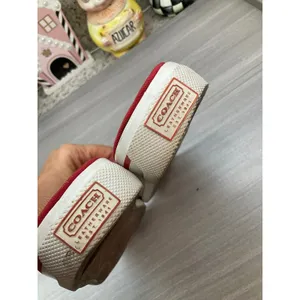 Coach Bonny Signature Red Canvas Slide Sandals thumbnail 5