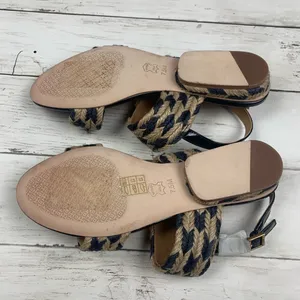 Tory Burch Lola Jute Sandals Woven Nautical Summer Boho Blue Heeled Navy Blue thumbnail 7