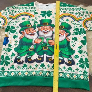 Source Unknown New green St. Patrick's Day leprechauns crewneck sweatshirt Sweater Size XXL thumbnail 4