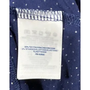 Lands End Womens Top L Polka Dot Long Sleeve Blouse‎ Navy Blue thumbnail 5