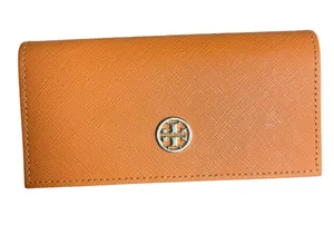 Tory Burch Orange Saffiano Leather Sunglasses Case Eyeglasses Case Travel Bag thumbnail 1