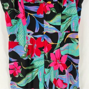 Cupio Tropical Floral Print Chiffon Ruffle Flutter‎ Sleeve V Neck Jumpsuit thumbnail 7